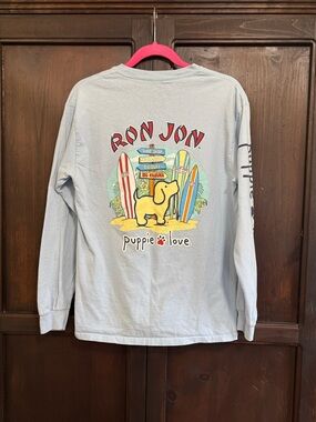 Puppie Love x Ron Jon Surf Shop Light Blue Long-Sleeve Tee size Medium